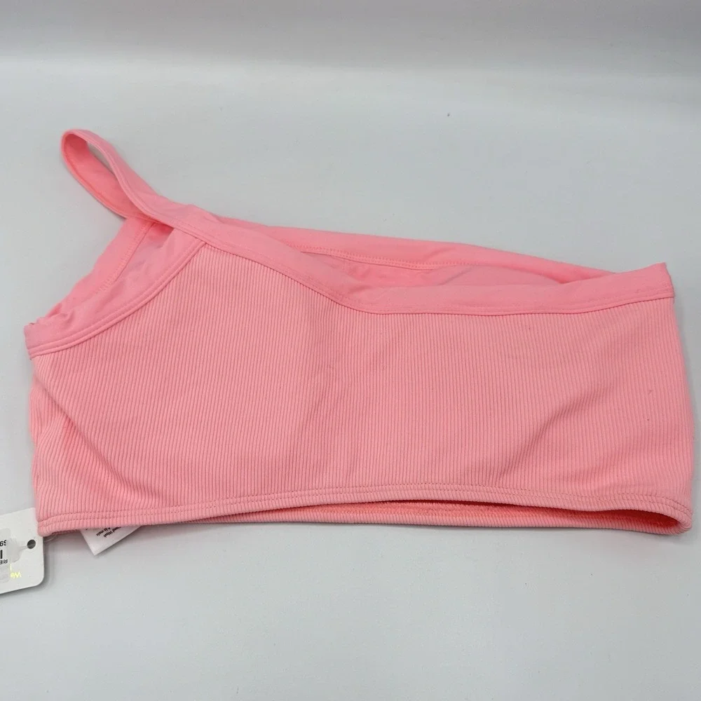 L*Space Axel Bikini Top Large NWT Crystal Pink Ribbed Designer Swimwear